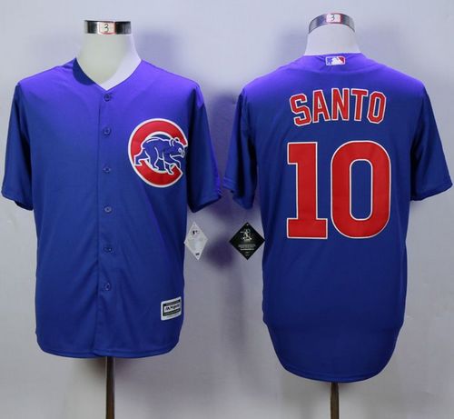 Cubs #10 Ron Santo Blue New Cool Base Stitched MLB Jersey - Click Image to Close